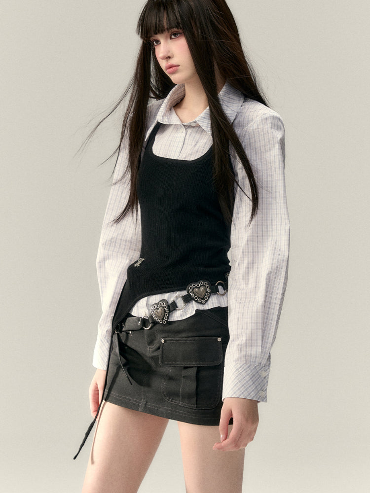 Removable Brooch Shirt Dress