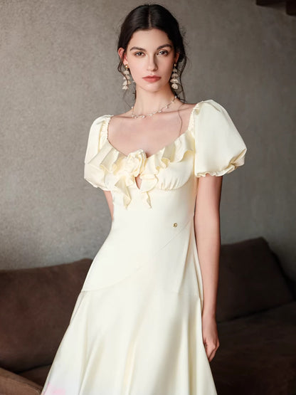 Puff-Sleeve Resort Maxi Dress