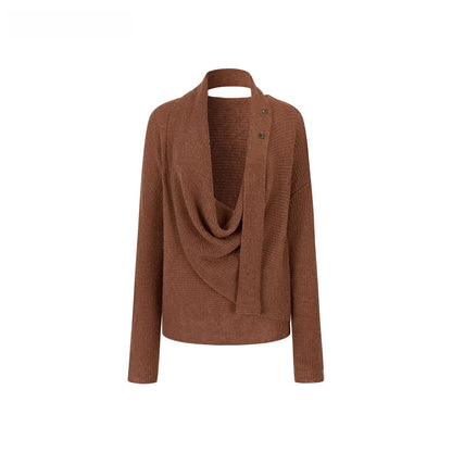 Shimmer Drape-Neck Sweater