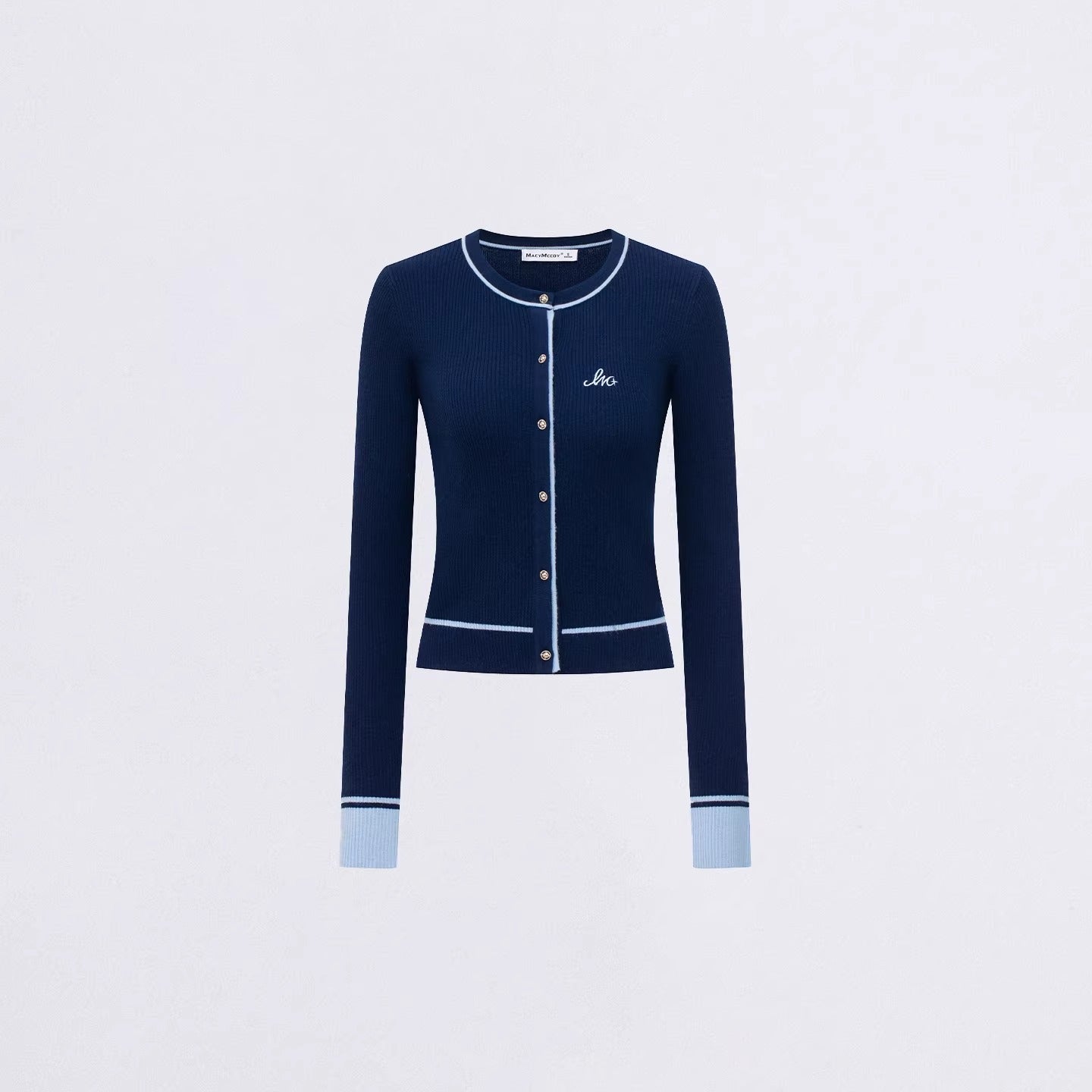 Contrast-Trim Slim-Fit Knit Cardigan