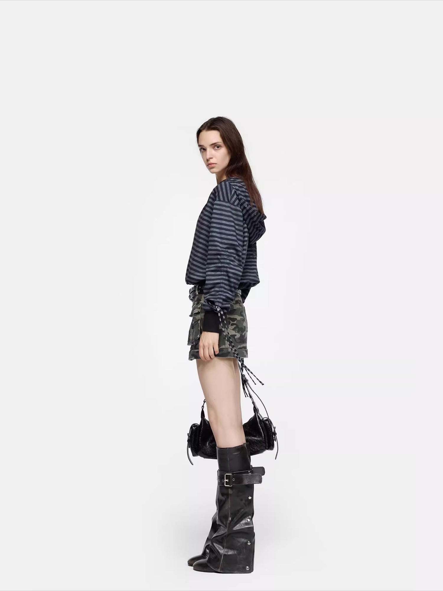 Rhinestone Back Hoodie T-Shirt