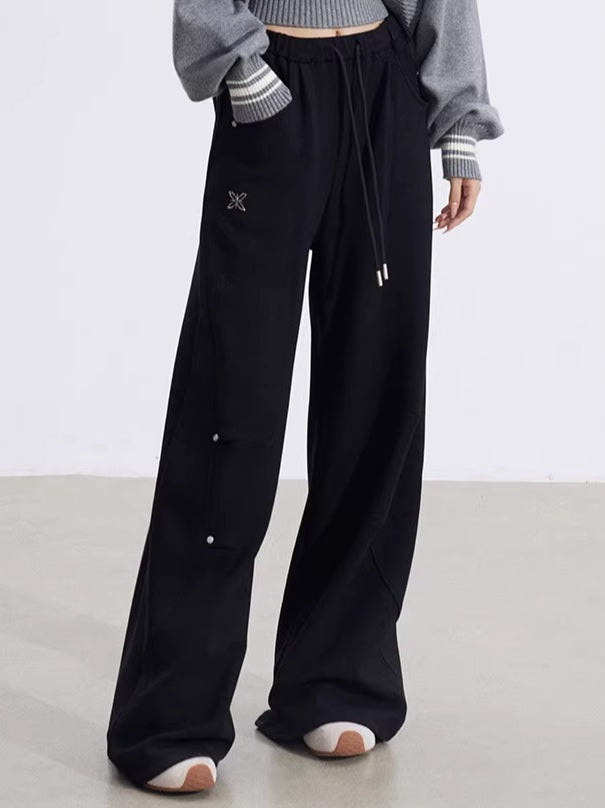 Sculpted Drape Curved-Leg Wide Pants