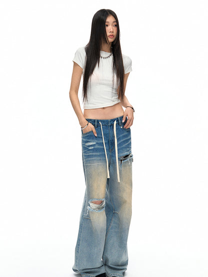 3D Whisker Ripped Jeans