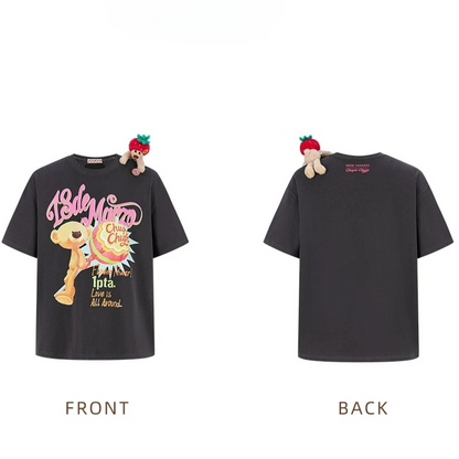 Bear Graphic Lollipop Oversized T-shirt