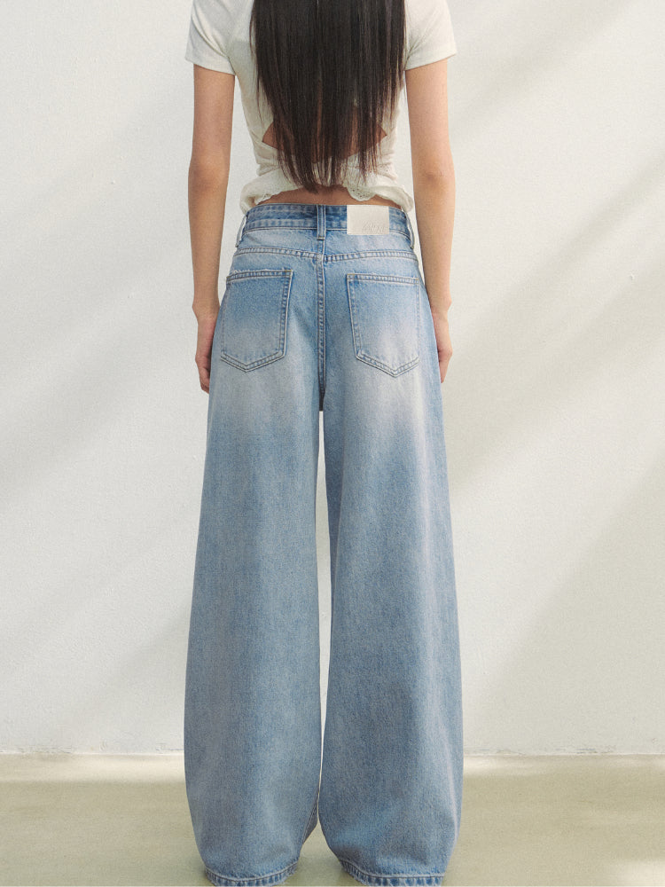 Embroidered Denim Wide-Leg Pants - CHINASQUAD