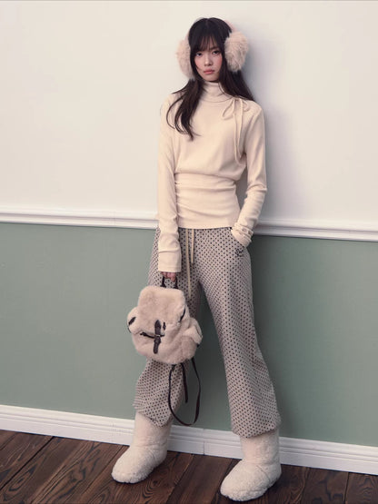 Polka Dot High-Waist Wide-Leg Pants