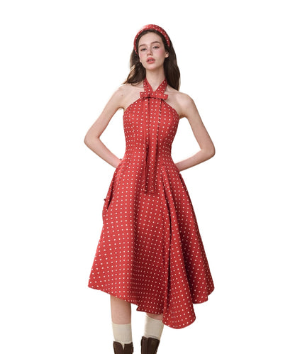 Berry Bordeaux Red Halter Dress
