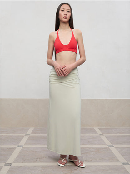 Layered Color Blocking U-Neck Halter Vest