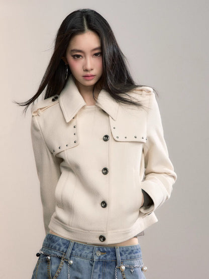 Studded Edge Cropped Fitted Jacket
