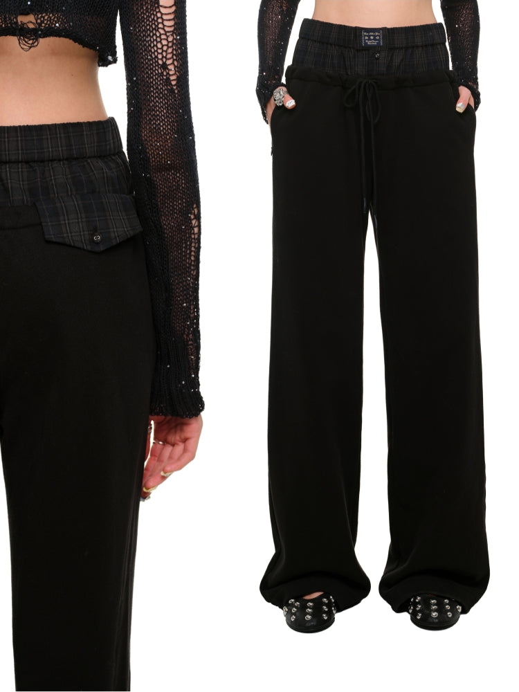 Patchwork Wide-leg Sweatpants