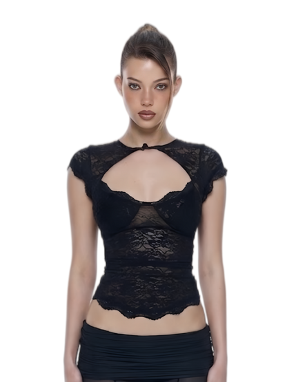 Lace Cutout Slim Top