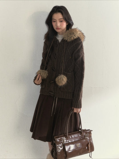 Textured Cable-Knit Wool Sweater