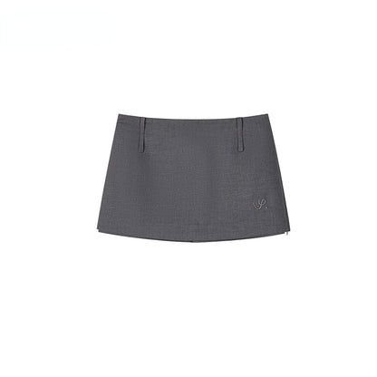 Oak Gray &amp; Black Concealed Zipper Suit Skirt