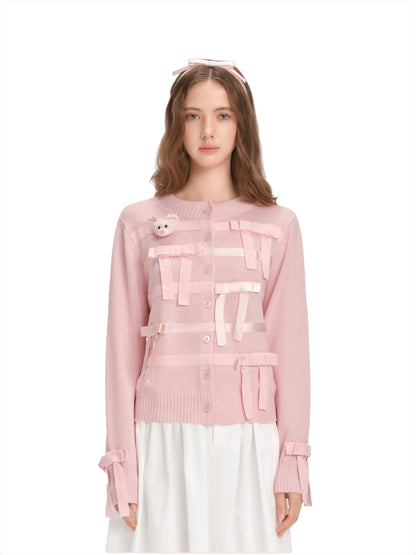 Bow Detail Knit Cardigan
