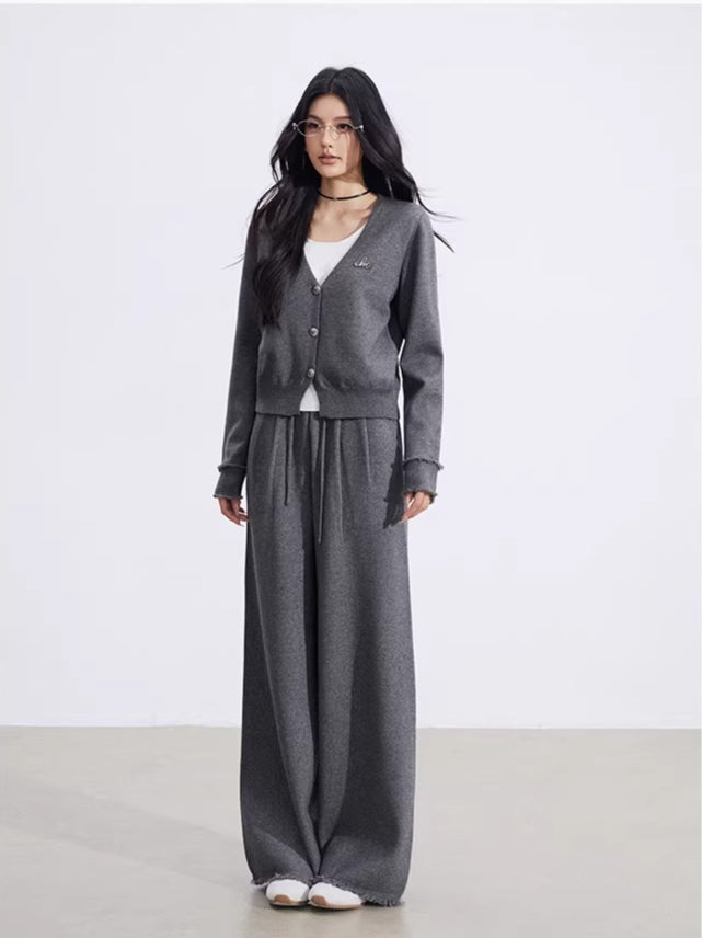 Mock-Layer Crop &amp; Wide-Leg Knit Set
