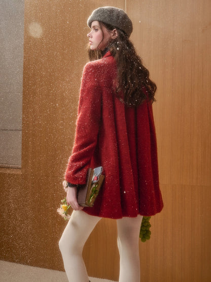 Little Red Hood Winter Knit Cape