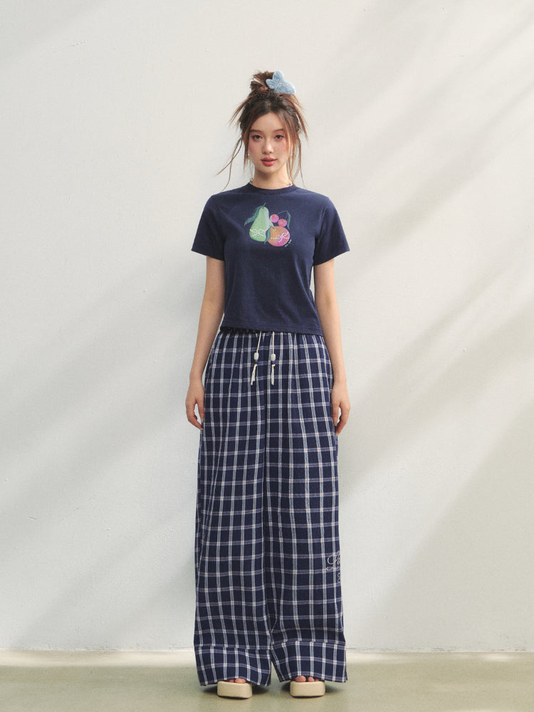 Printed Pearl-Decorated Short-Sleeve T-Shirt - CHINASQUAD
