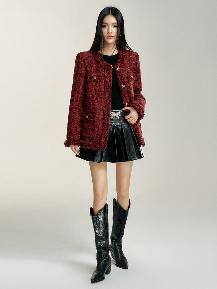 Chanel-Style Wool Outer Layer Down Jacket