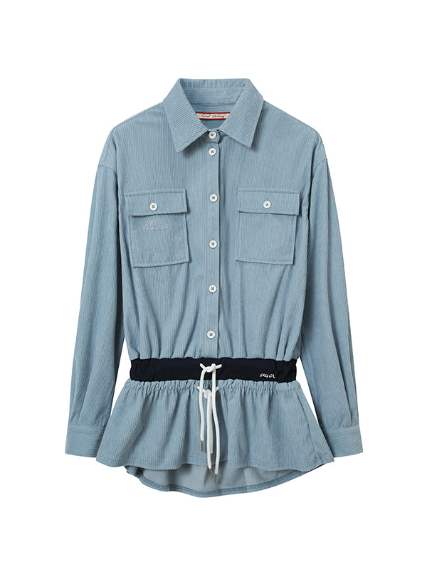 Blue &amp; Navy Corduroy Shirt Dress