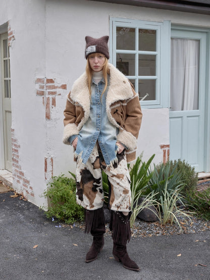 Toggle Collar Reversible Shearling Jacket