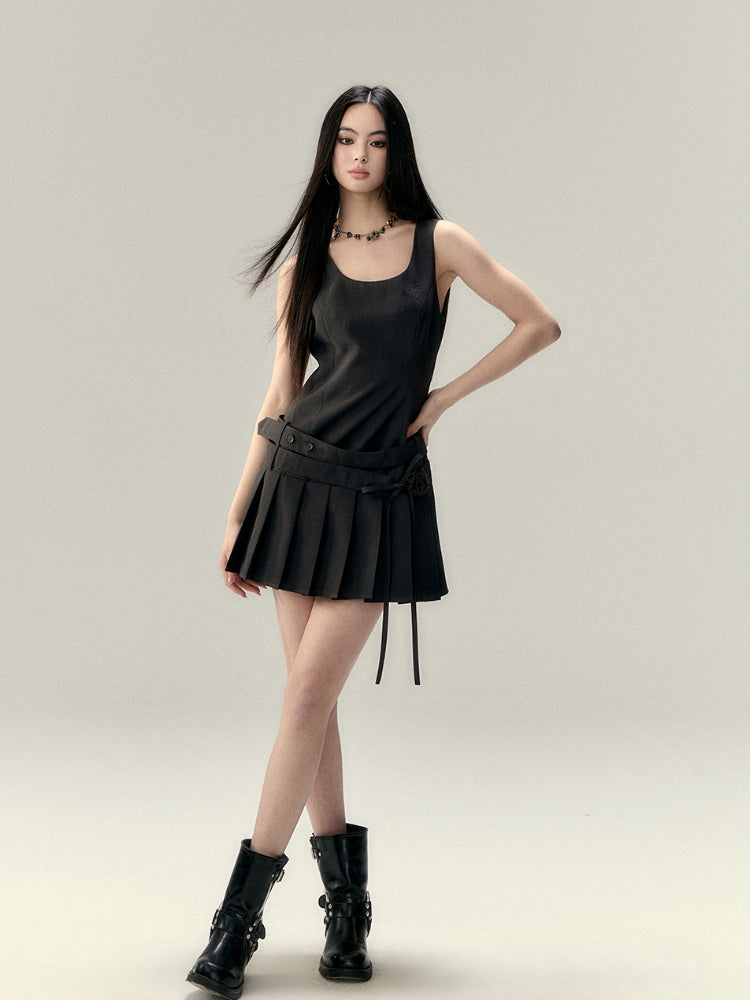 Rose Flower Waist Belt Suit Dress - CHINASQUAD