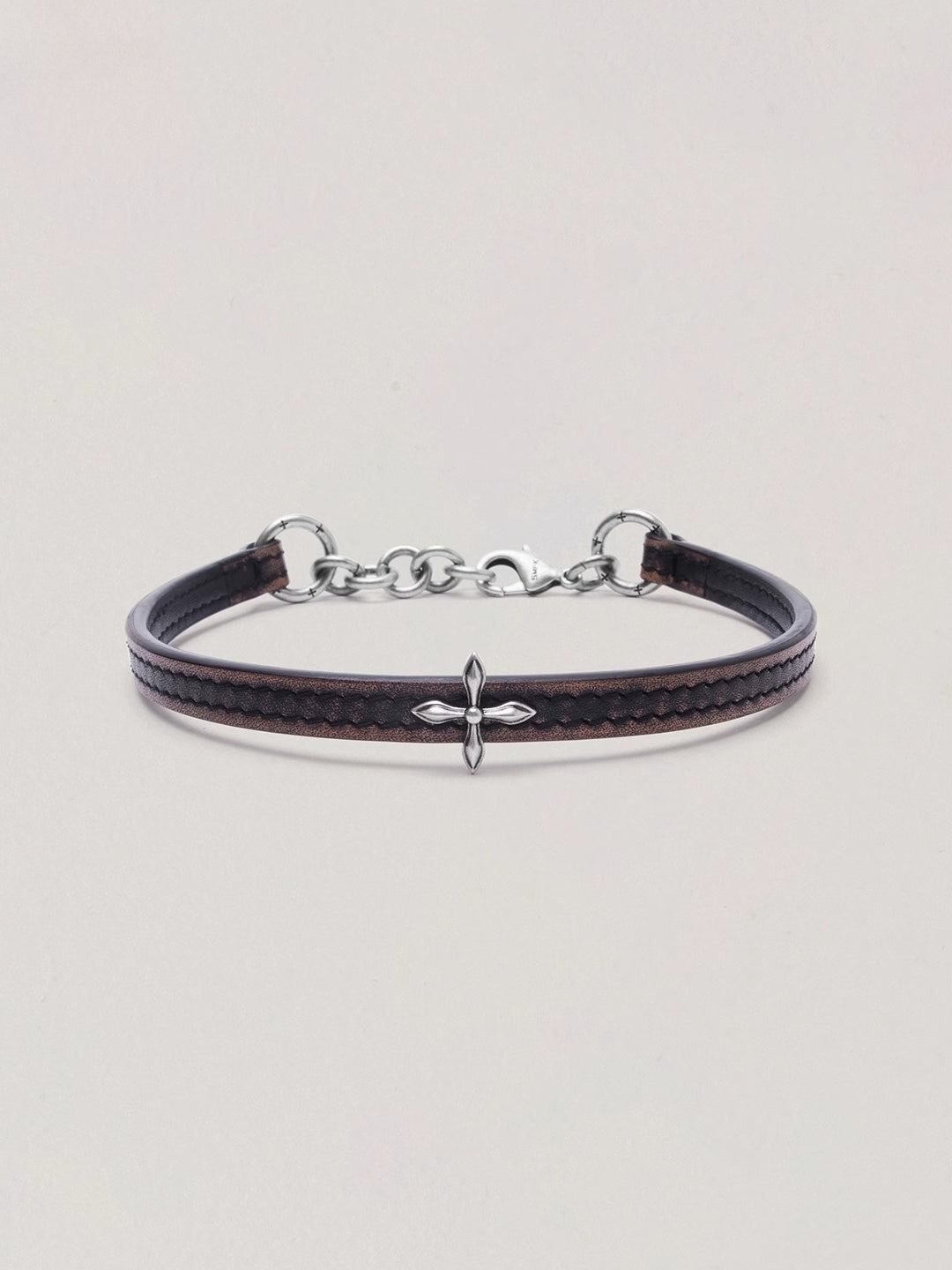 Compass Badge Leather Choker