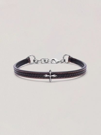 Compass Badge Leather Choker