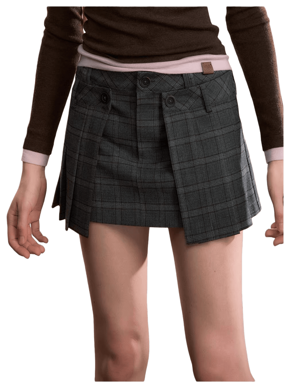 Asymmetric Dual-Waist Wool Skirt