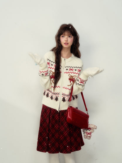 Fair Isle Deer Knit Cardigan