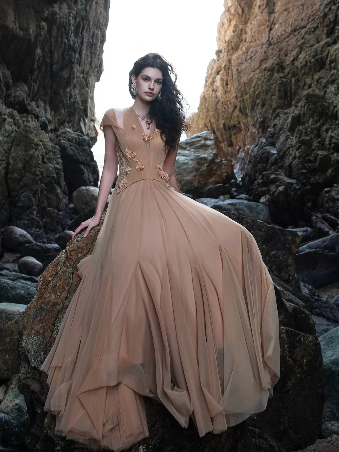 Heavy Lace Halter Corset Mesh Maxi Dress