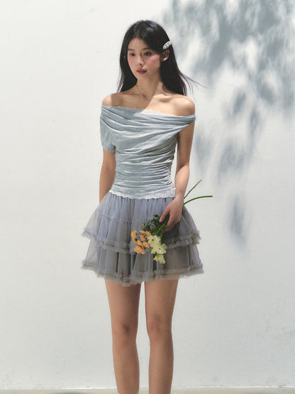 Fake Two-piece Off-the-Shoulder Short-sleeve T-shirt
