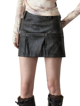 Dark Brown Studded PU Leather Skirt - CHINASQUAD