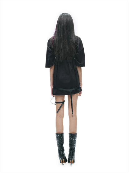 Distressed Laser-Burn Graphic Oversized T-Shirt