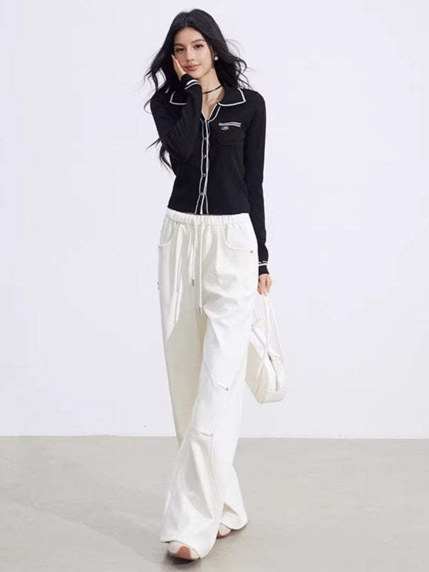 Color-Block Polo Collar Knit Base Layer