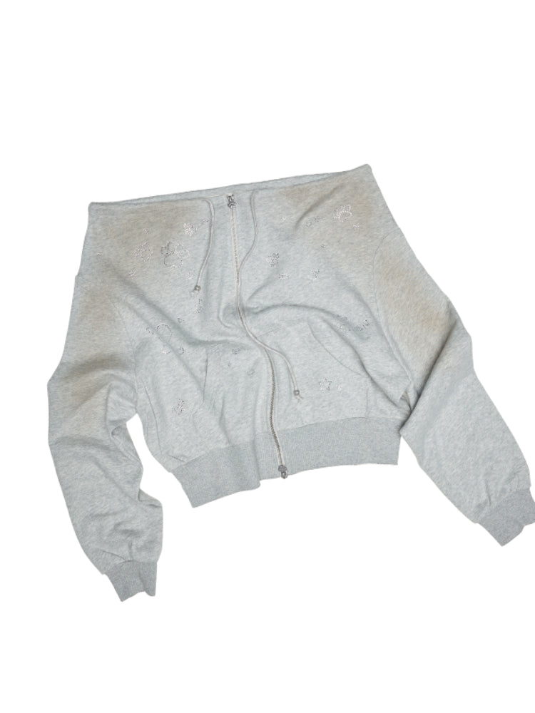 Mud Dyed Rhinestone Sweatshirt &amp; Pant Set