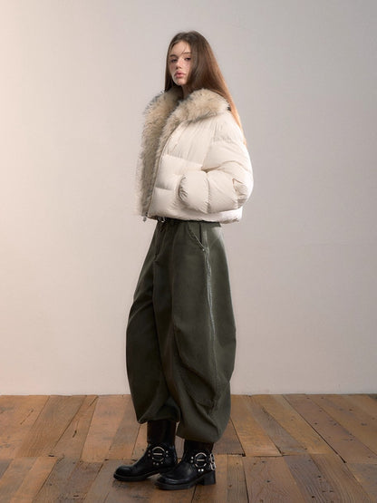 Army Green Relaxed Wide-Leg Pants