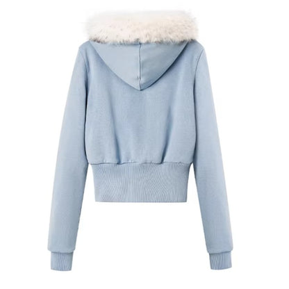 Faux Fur Collar Hooded Cotton Jacket