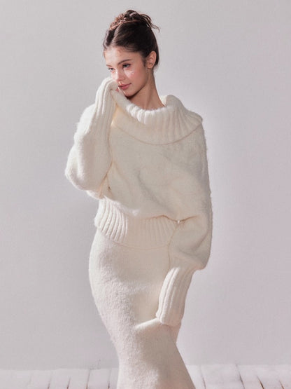 Glow Off-Shoulder Knit Sweater &amp; Mermaid Skirt Set