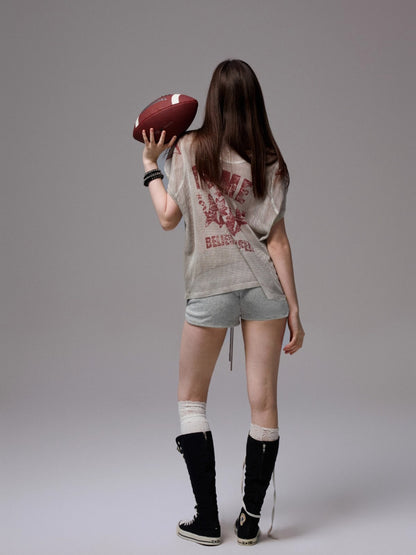Contrast Logo Vintage Printed Rugby Jersey Shirt