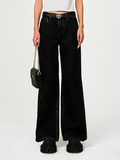 Black Garden Classic Wide-Leg Jeans