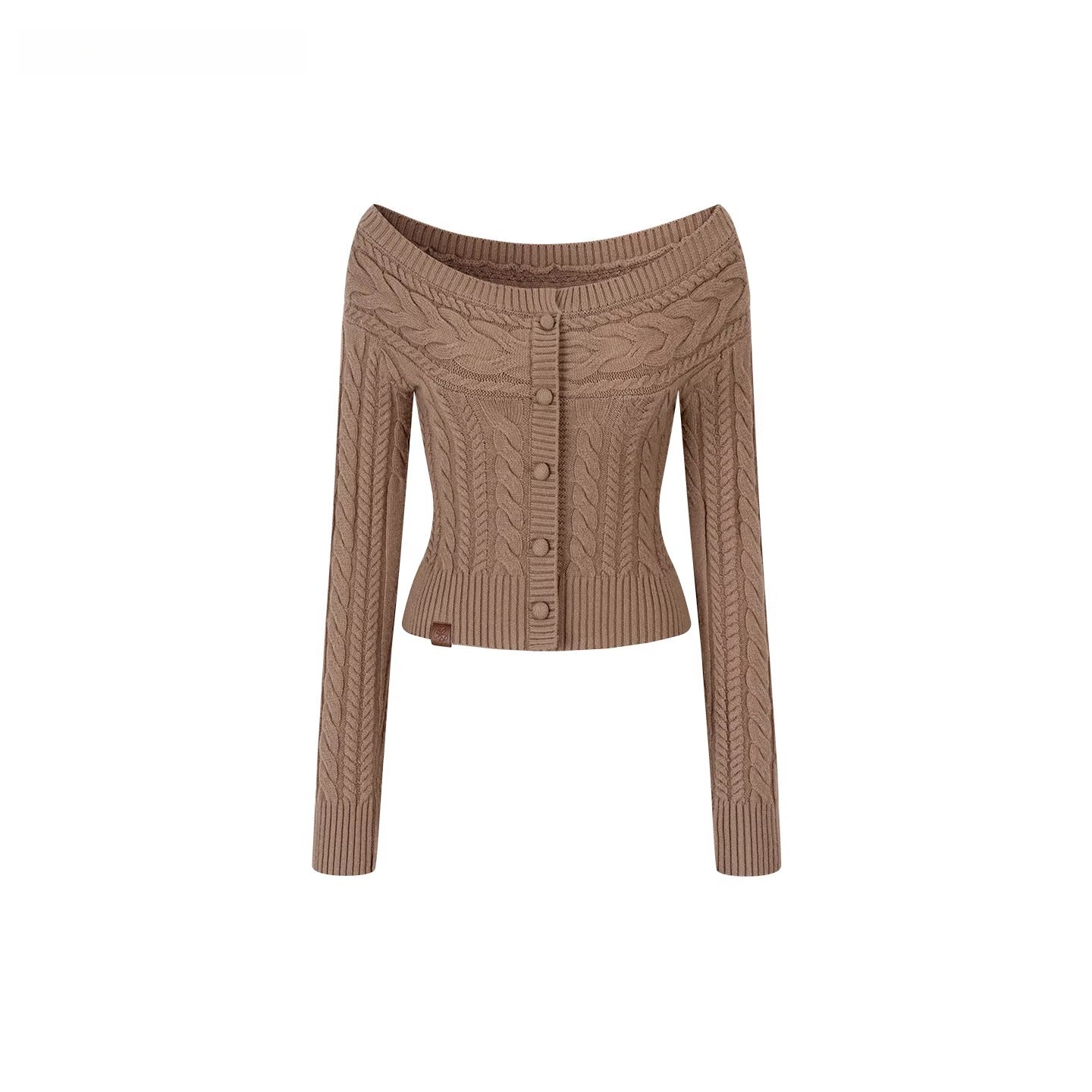 Off-Shoulder Cable Knit Cardigan