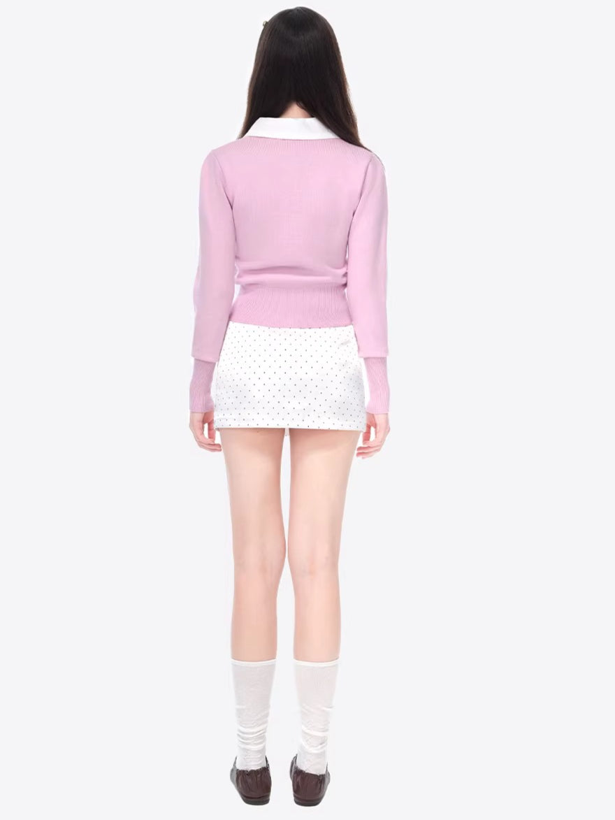 Cropped Knit Cardigan Sweater