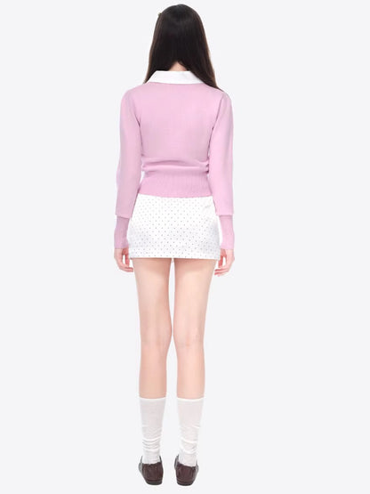 Cropped Knit Cardigan Sweater