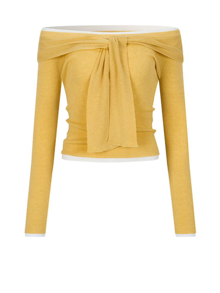 Two-Way Neckline Knit Blouse