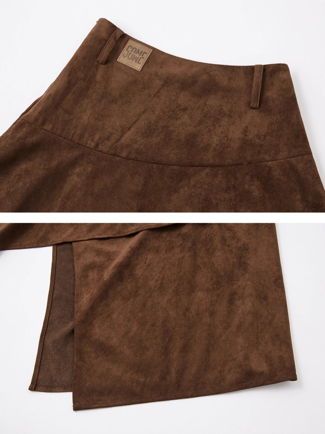 Asymmetric Faux Suede Midi Skirt