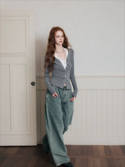 Layered Halter Camisole &amp; Knit Cardigan Set