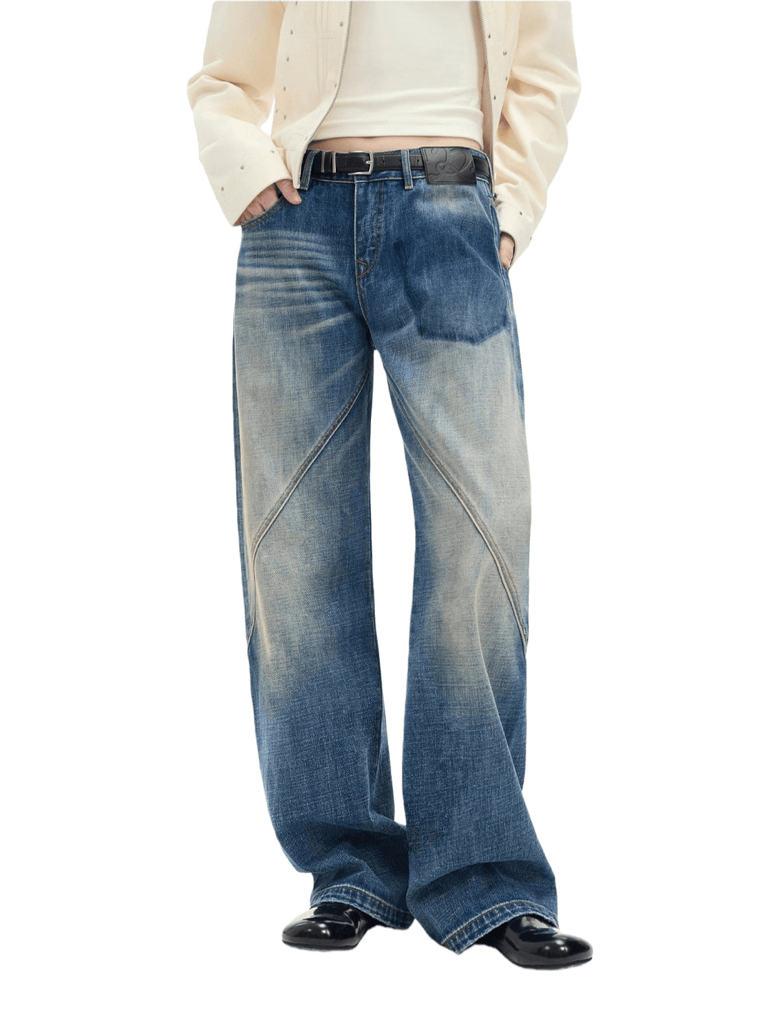Vintage Washed Wide-Leg Denim Pants