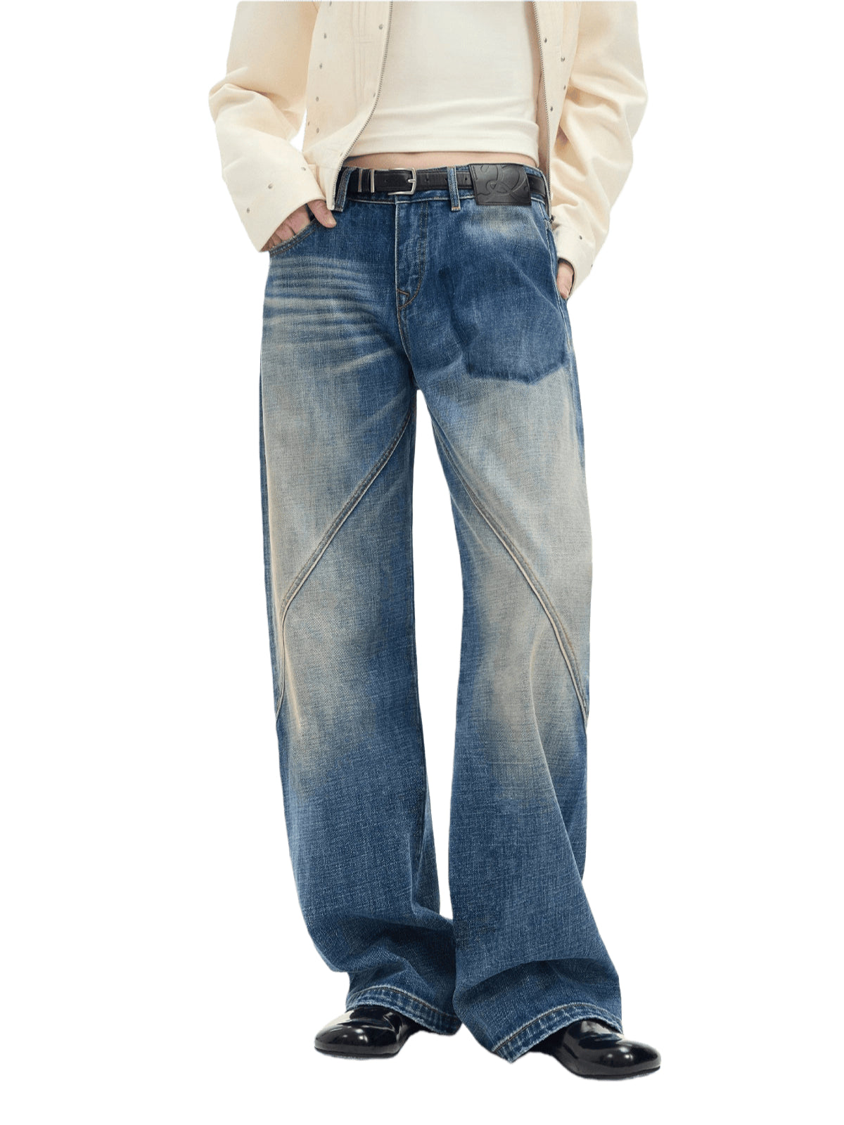 Vintage Washed Wide-Leg Denim Pants