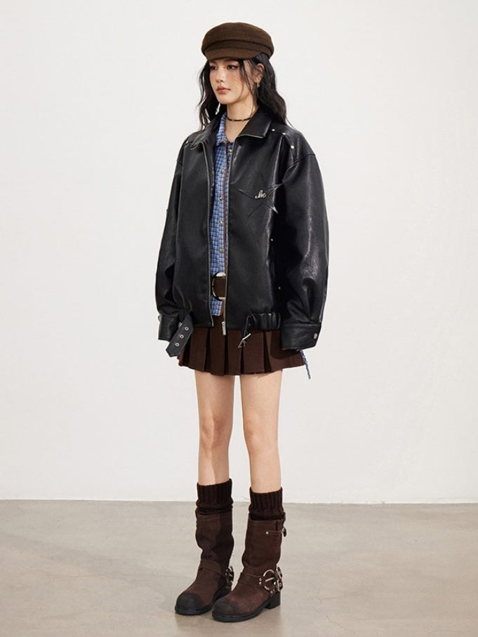 Zipper Moto Leather Jacket