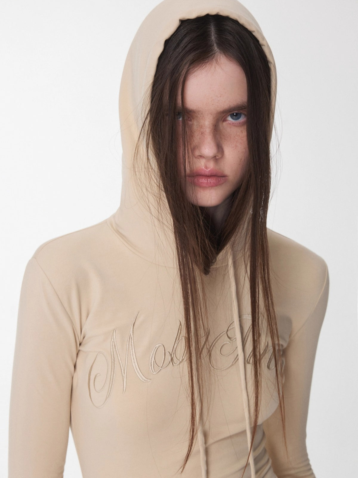 Embroidered Letter Drawstring Hooded Jumpsuit